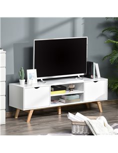 HOMCOM Particle Board 4-Compartment Media Unit White 833-691 2