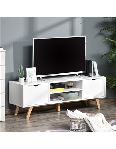 HOMCOM Particle Board 4-Compartment Media Unit White 833-691