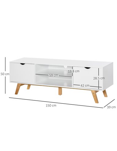 HOMCOM Particle Board 4-Compartment Media Unit White 833-691