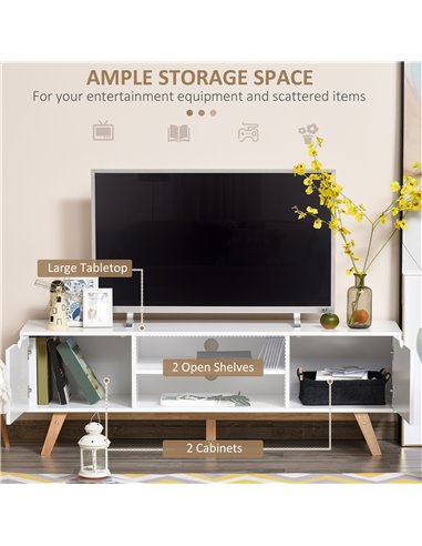 HOMCOM Particle Board 4-Compartment Media Unit White 833-691