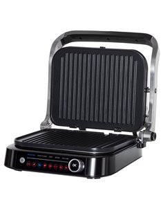 HOMCOM Health Grill & Panini Press, 2100W Electric Non-stick Grill with 180° Flat Open, Drip Tray, Removable Plate, Spatula and