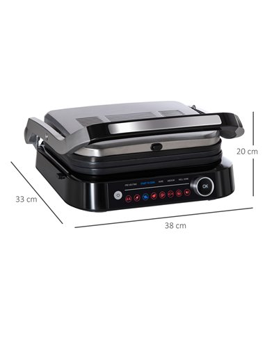 HOMCOM Health Grill & Panini Press, 2100W Electric Non-stick Grill with 180° Flat Open, Drip Tray, Removable Plate, Spatula and 