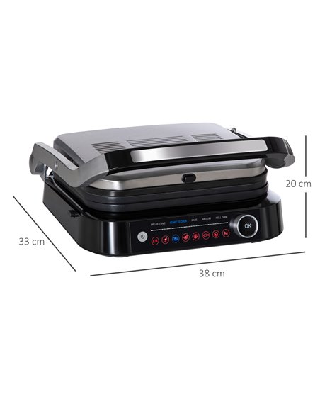 HOMCOM Health Grill & Panini Press, 2100W Electric Non-stick Grill with 180° Flat Open, Drip Tray, Removable Plate, Spatula and  - pic 96628 | FastDaddyshop