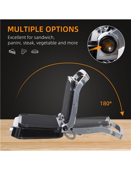 HOMCOM Health Grill & Panini Press, 2100W Electric Non-stick Grill with 180° Flat Open, Drip Tray, Removable Plate, Spatula and  - pic 96630 | FastDaddyshop