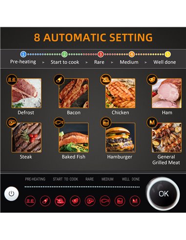 HOMCOM Health Grill & Panini Press, 2100W Electric Non-stick Grill with 180° Flat Open, Drip Tray, Removable Plate, Spatula and 
