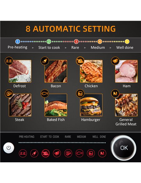 HOMCOM Health Grill & Panini Press, 2100W Electric Non-stick Grill with 180° Flat Open, Drip Tray, Removable Plate, Spatula and  - pic 96631 | FastDaddyshop