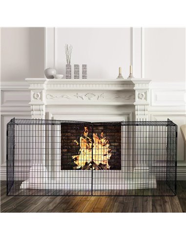 HOMCOM Extendable Safety Fireguard Extendable Fireguard Screen-Black 02-0160