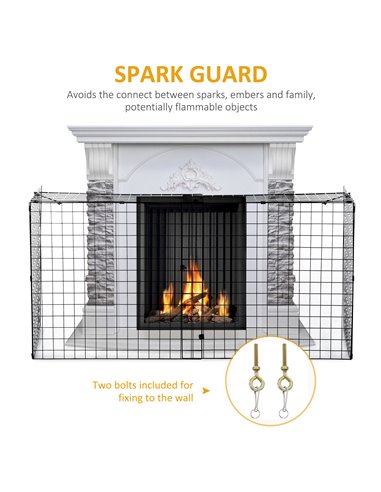 HOMCOM Extendable Safety Fireguard Extendable Fireguard Screen-Black 02-0160