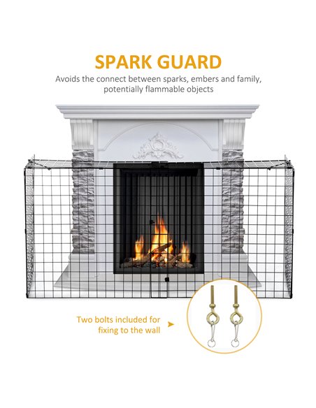 HOMCOM Extendable Safety Fireguard Extendable Fireguard Screen-Black 02-0160 - pic 96638 | FastDaddyshop