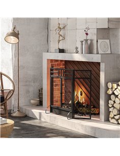 HOMCOM 3-Panel Folding Fireplace Screen with Door, Freestanding Spark Guard, Metal Mesh Fireguard, Black 820-237 2