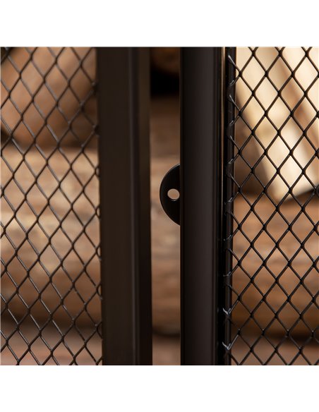HOMCOM 3-Panel Folding Fireplace Screen with Door, Freestanding Spark Guard, Metal Mesh Fireguard, Black 820-237 - pic 96651 | FastDaddyshop