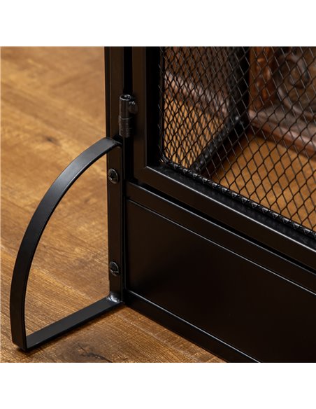 HOMCOM 3-Panel Folding Fireplace Screen with Door, Freestanding Spark Guard, Metal Mesh Fireguard, Black 820-237 - pic 96652 | FastDaddyshop