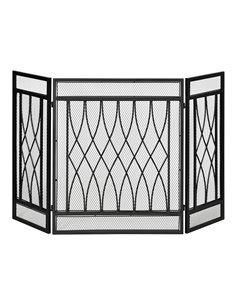 HOMCOM 3-Panel Folding Fireplace Screen, Metal Mesh Fire Spark Guard, 126L x 3W x 80H cm-Black 820-240