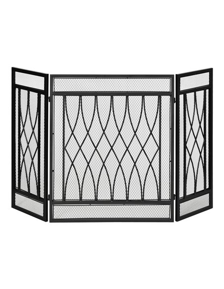 HOMCOM 3-Panel Folding Fireplace Screen, Metal Mesh Fire Spark Guard, 126L x 3W x 80H cm-Black 820-240 - pic 96653 | FastDaddyshop