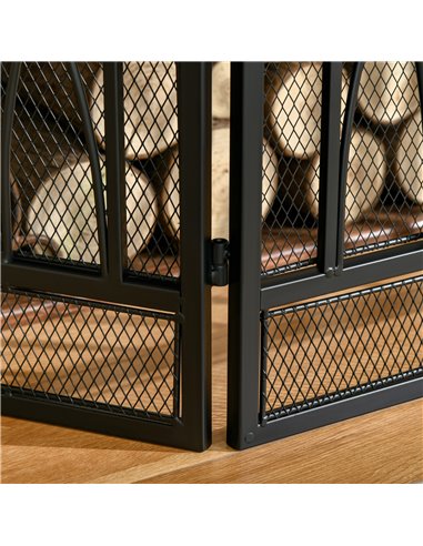 HOMCOM 3-Panel Folding Fireplace Screen, Metal Mesh Fire Spark Guard, 126L x 3W x 80H cm-Black 820-240