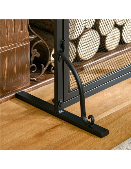 HOMCOM Fire Guard with Double Doors, Metal Mesh Fireplace Screen, Spark Flame Barrier with Tree Decoration for Living Room, Bedr - pic 96668 | FastDaddyshop