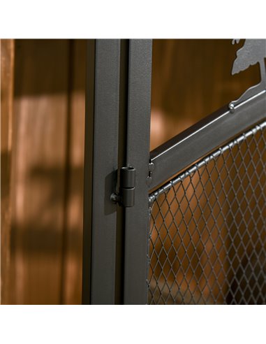 HOMCOM Fire Guard with Double Doors, Metal Mesh Fireplace Screen, Spark Flame Barrier with Tree Decoration for Living Room, Bedr