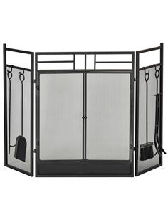 HOMCOM 3 Panel Folding Fire Guard, Steel Fireplace Screen with Double Door and Mesh Design for Open Fire, 122W x 80H cm, Black 8