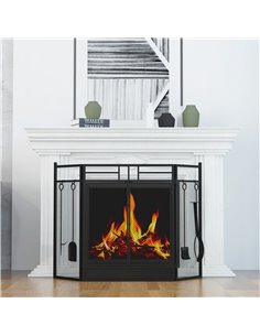 HOMCOM 3 Panel Folding Fire Guard, Steel Fireplace Screen with Double Door and Mesh Design for Open Fire, 122W x 80H cm, Black 8 2