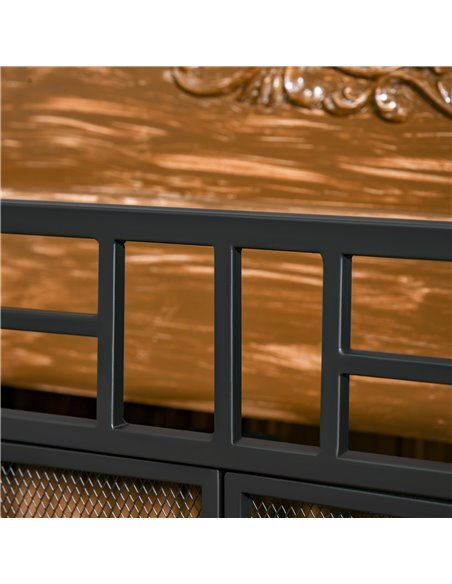 HOMCOM 3 Panel Folding Fire Guard, Steel Fireplace Screen with Double Door and Mesh Design for Open Fire, 122W x 80H cm, Black 8 - pic 96679 | FastDaddyshop