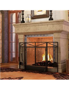 HOMCOM 3 Panel Folding Fire Guard Screen w/ Fireplace Tool Sets, Front Doors, Freestanding Fire Screen Spark Guard w/ Feet, Blac 2