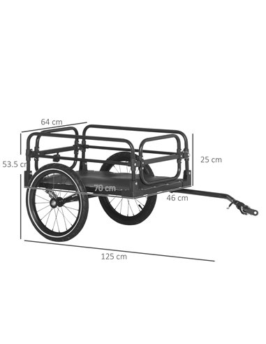 HOMCOM Bicycle Buddy: Steel Trailer with Suspension, 2-Wheel Outdoor Carrier for Effortless Adventures, Onyx Black B71-054V01