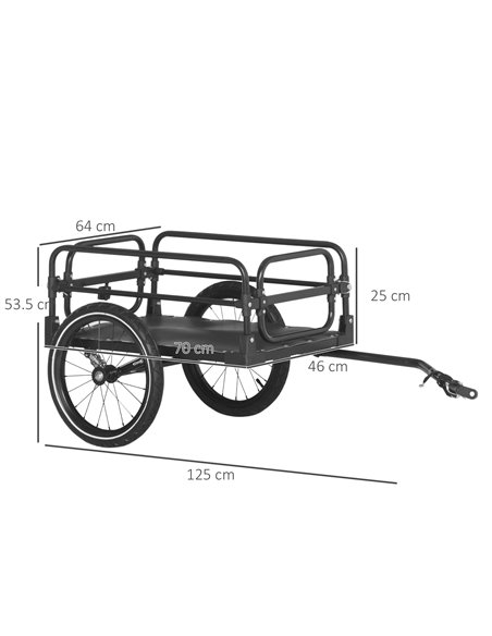 HOMCOM Bicycle Buddy: Steel Trailer with Suspension, 2-Wheel Outdoor Carrier for Effortless Adventures, Onyx Black B71-054V01 - pic 96709 | FastDaddyshop