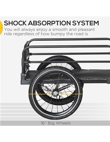HOMCOM Bicycle Buddy: Steel Trailer with Suspension, 2-Wheel Outdoor Carrier for Effortless Adventures, Onyx Black B71-054V01