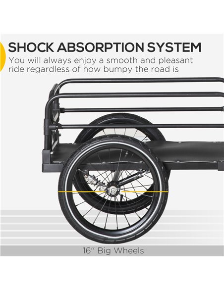 HOMCOM Bicycle Buddy: Steel Trailer with Suspension, 2-Wheel Outdoor Carrier for Effortless Adventures, Onyx Black B71-054V01 - pic 96710 | FastDaddyshop