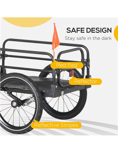 HOMCOM Bicycle Buddy: Steel Trailer with Suspension, 2-Wheel Outdoor Carrier for Effortless Adventures, Onyx Black B71-054V01