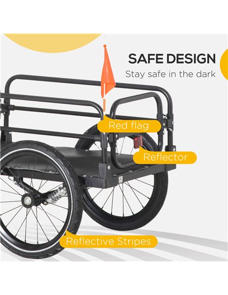 HOMCOM Bicycle Buddy: Steel Trailer with Suspension, 2-Wheel Outdoor Carrier for Effortless Adventures, Onyx Black B71-054V01 - pic 96711 | FastDaddyshop