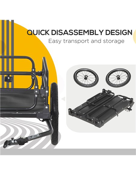 HOMCOM Bicycle Buddy: Steel Trailer with Suspension, 2-Wheel Outdoor Carrier for Effortless Adventures, Onyx Black B71-054V01 - pic 96712 | FastDaddyshop