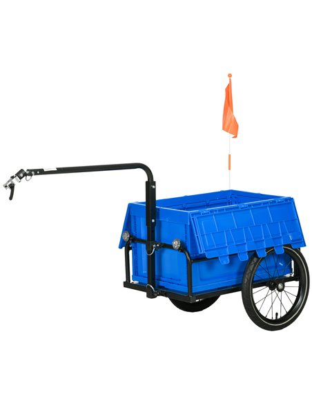HOMCOM Bicycle Cargo Trailer with Steel Frame, 65L Foldable Storage Box, Safe Reflectors, Max Load 40KG, Blue B71-061V00BU - pic 96716 | FastDaddyshop