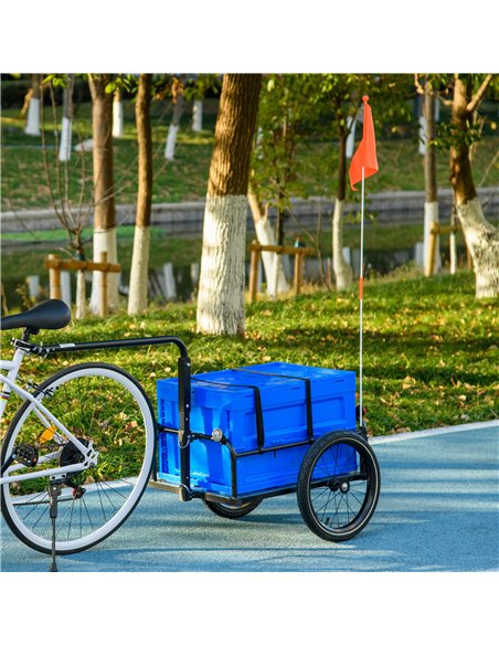 HOMCOM Bicycle Cargo Trailer with Steel Frame, 65L Foldable Storage Box, Safe Reflectors, Max Load 40KG, Blue B71-061V00BU - pic 96717 | FastDaddyshop