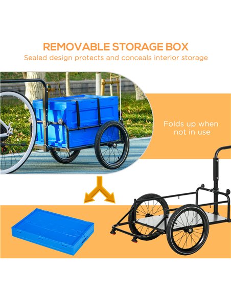 HOMCOM Bicycle Cargo Trailer with Steel Frame, 65L Foldable Storage Box, Safe Reflectors, Max Load 40KG, Blue B71-061V00BU - pic 96719 | FastDaddyshop