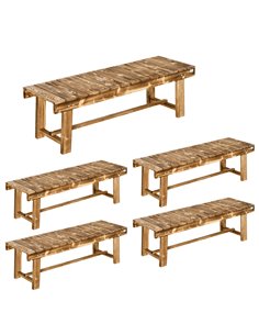 Outsunny Set of 5 2-seater Outdoor Indoor Garden Wooden Bench Patio Loveseat Fir 110L x 38W x 35H cm Carbonised 84B-P211