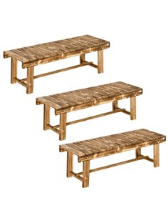 Outsunny Set of 3 2-seater Outdoor Indoor Garden Wooden Bench Patio Loveseat Fir 110L x 38W x 35H cm Carbonised 84B-P210