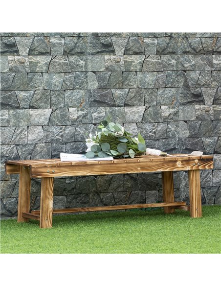 Outsunny Set of 3 2-seater Outdoor Indoor Garden Wooden Bench Patio Loveseat Fir 110L x 38W x 35H cm Carbonised 84B-P210 - pic 96780 | FastDaddyshop