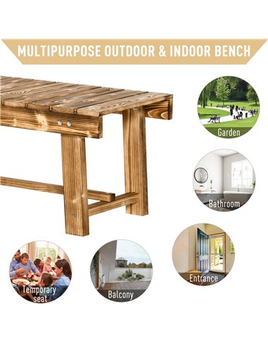 Outsunny Set of 3 2-seater Outdoor Indoor Garden Wooden Bench Patio Loveseat Fir 110L x 38W x 35H cm Carbonised 84B-P210