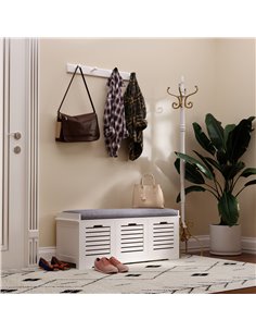 HOMCOM White Storage Bench with 3 Drawers & Removable Grey Seat Cushion Hallway Organisation furniture 837-080V71WT 2