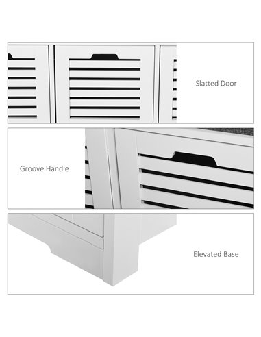 HOMCOM White Storage Bench with 3 Drawers & Removable Grey Seat Cushion Hallway Organisation furniture 837-080V71WT