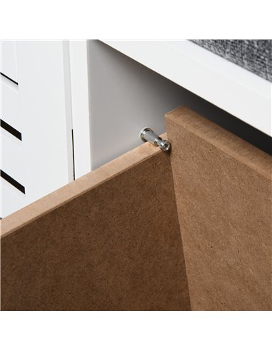 HOMCOM White Storage Bench with 3 Drawers & Removable Grey Seat Cushion Hallway Organisation furniture 837-080V71WT