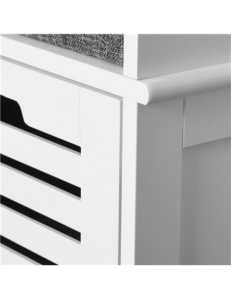 HOMCOM White Storage Bench with 3 Drawers & Removable Grey Seat Cushion Hallway Organisation furniture 837-080V71WT - pic 96823 | FastDaddyshop