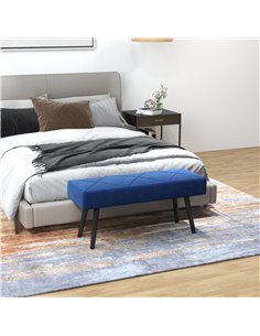 HOMCOM Upholstered Bedroom Bench with X-Shape Steel Legs, Elegant Hallway Bench for End of Bed, Blue 831-691V70DB 2