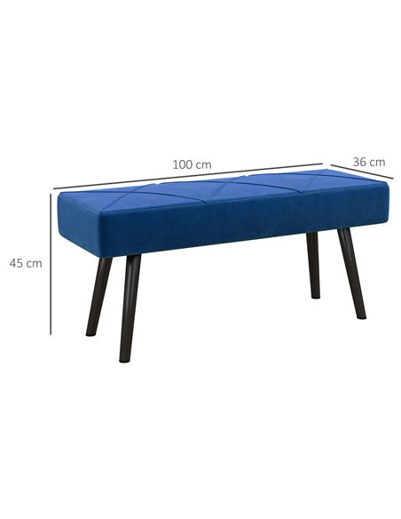 HOMCOM Upholstered Bedroom Bench with X-Shape Steel Legs, Elegant Hallway Bench for End of Bed, Blue 831-691V70DB - pic 96826 | FastDaddyshop
