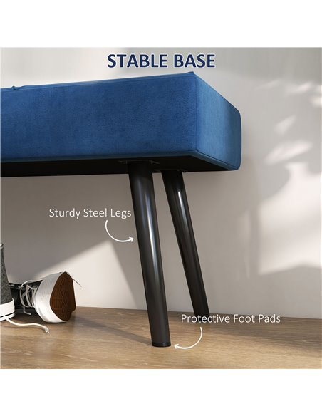 HOMCOM Upholstered Bedroom Bench with X-Shape Steel Legs, Elegant Hallway Bench for End of Bed, Blue 831-691V70DB - pic 96828 | FastDaddyshop