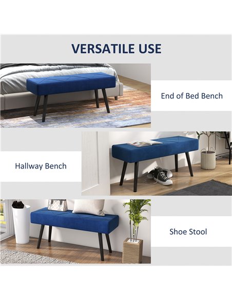 HOMCOM Upholstered Bedroom Bench with X-Shape Steel Legs, Elegant Hallway Bench for End of Bed, Blue 831-691V70DB - pic 96829 | FastDaddyshop