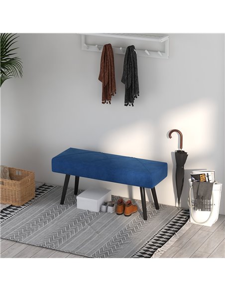 HOMCOM Upholstered Bedroom Bench with X-Shape Steel Legs, Elegant Hallway Bench for End of Bed, Blue 831-691V70DB - pic 96831 | FastDaddyshop