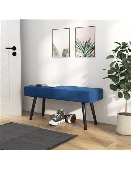 HOMCOM Upholstered Bedroom Bench with X-Shape Steel Legs, Elegant Hallway Bench for End of Bed, Blue 831-691V70DB - pic 96832 | FastDaddyshop
