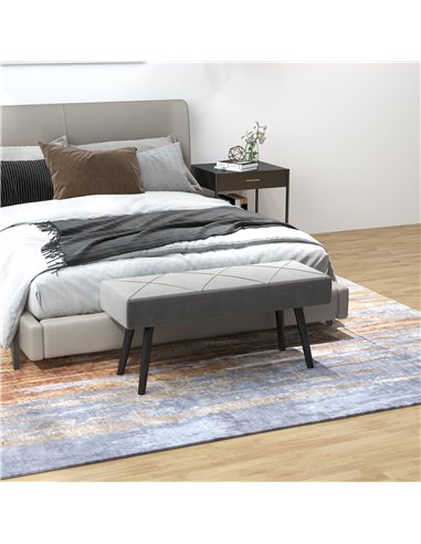 HOMCOM Upholstered End of Bed Bench, X-Shape Design with Steel Legs, Hallway Bedroom Bench, Grey 831-691V70GY
